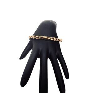 Bronze Milor Italy Twisted Gold Tone Hinged Bracelet With Safety Clasp (6233)